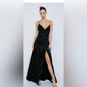 Nasty Gal Black Satin Dress